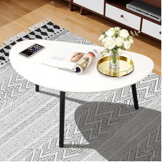 Modernus kavos staliukas Kavos staliukas erdvei Unikalus paprastas ovalus centro staliukas su mediniu rėmu svetainei 85x48x40cm