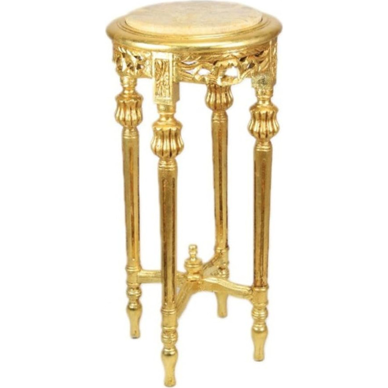 Casa Padrino Baroko stalas su kreminio marmuro stalviršiu Round Gold 70 x 35 cm antikvarinio stiliaus