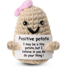 ddLUCK Funny Easter Basket Essentials Mom Gifts Mini Positive Crochet Potato Decoration Appreciation Gift for Women Men Grandma Friends Teachers Coworkers Employees