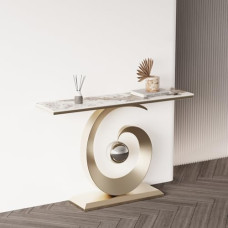 Generisch Moderner Konsolentisch mit Steinoptik und Metallgestell, Schlichter Beistelltisch für Wohnzimmer, Flur, Foyer, Eingangsbereich, modernes Dekorativ (Schwarz, 3,80 cm/31,4 Zoll)