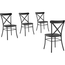 Crosley Furniture Camille Set of 4 Matt Black Metal Dining Chairs