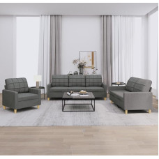 SECOLI Sofos komplektas 3 sėdimos vietos + 2 sėdimos vietos + fotelis, 3-2-1 sofos komplektas Sofos komplektas Svetainės sofų komplektai Sofa Lounge Sofa ir sofos Tamsiai pilka