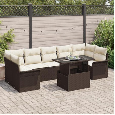Gartensofa-Set mit Kissen 8 pcs Braun Poly-Rattan Gartenmöbel Modelis3348234