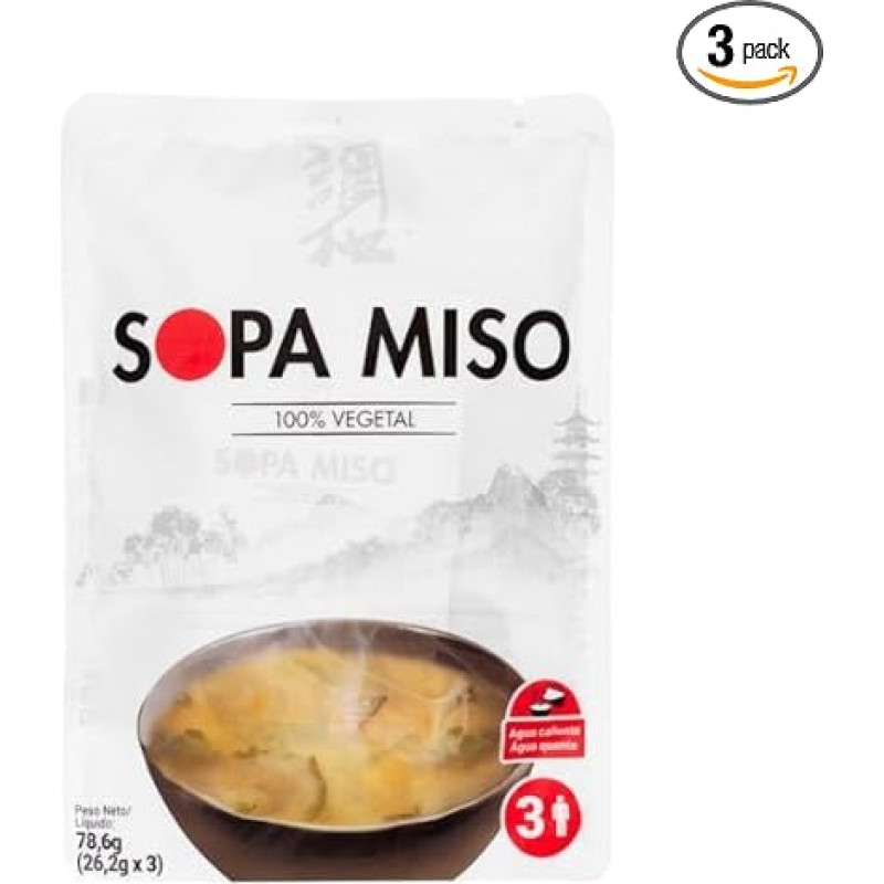 Japoniška Miso sriuba - momentinis sveikatingumo gėrimas - 4 pakuotės (4 x 3 pakuotės) - 12 porcijų - daug fermentų ir veganiškų produktų - idealus sveikas užkandis biurui ir kasdieniam naudojimui