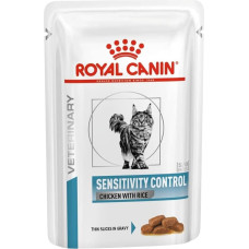 Royal Canin Veterinary Sensitivity Control | 12 x 85g | Visavertis pašaras suaugusioms katėms | Maistinių medžiagų netoleravimo simptomams mažinti | Gabalėliai padaže