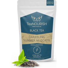 TeaNOURISH Darjeeling Summer Muscatel juodoji arbata, antrojo prapūtimo palaidi lapai, sodraus kūno, muskusinė, su gėlių natomis, šviežiai išgauta tiesiai iš kilmės vietos, 100 g