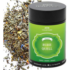 Hallingers Ruhequell - Loose Green Tea with Papaya, Mango & Pineapple (Tin) - Gift in Summer & as a Perfect Barbecue Gift | Birthday Congratulations Recovery Anniversary Friendship