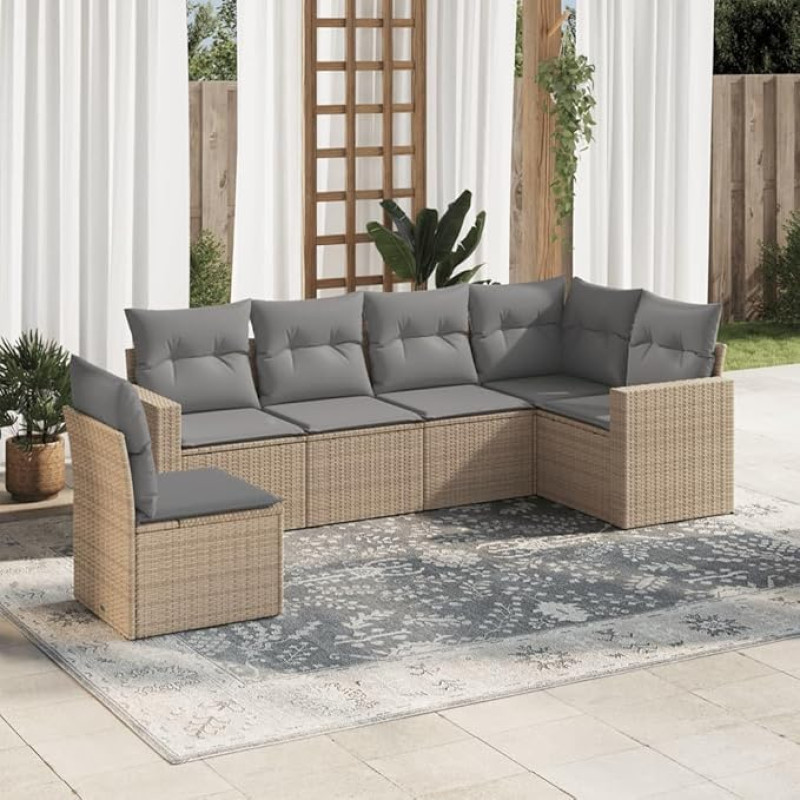 Balkon möbel gartenlounge Set gartenlounge Lauko terassenmöbel außen6-tlg. Garten-Sofagarnitur mit Kissen Schwarz Poly RattanGeeignet für Schlafzimmer