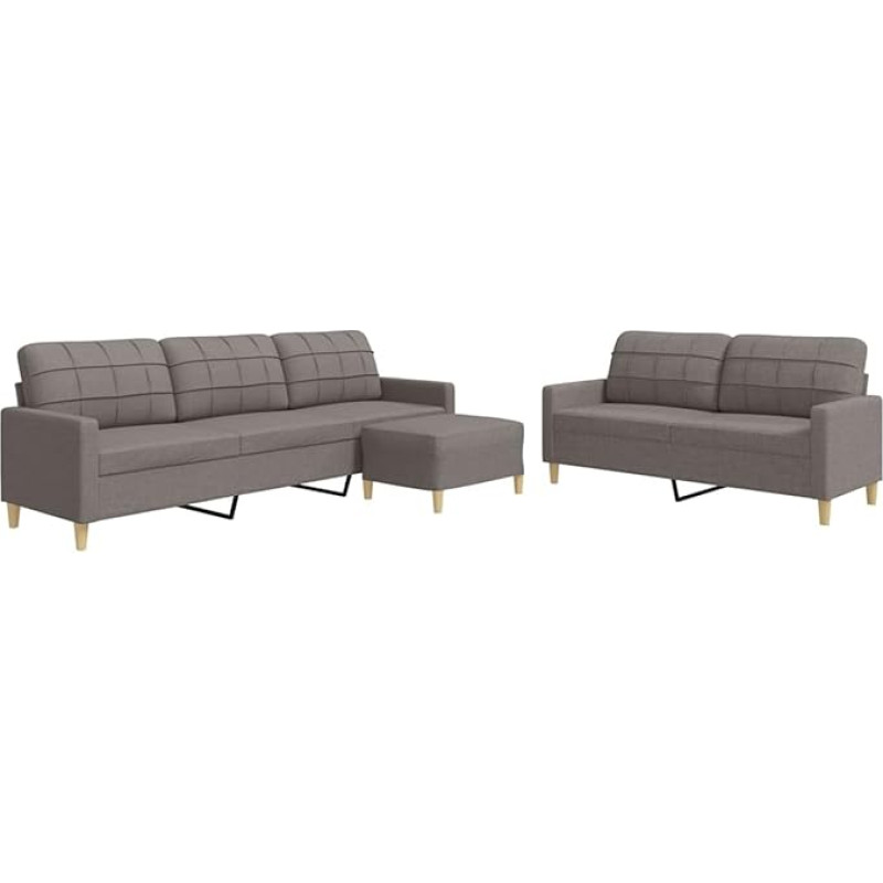 Taupe audinio sofos komplektas su kojų pagrindu - 2+3 sėdimos vietos, apmušalai, metalinis rėmas, svetainės baldai Modelis3278334