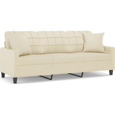 Modelis3200809 Kreminės spalvos 3 vietų sofa su dirbtinės odos ir PP medvilnės apmušalais - moderni, tvirta ir patogi - 198 x 77 x 80 cm