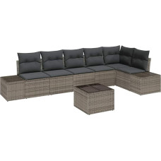 6-teilige Garten Sofaset mit Kissen Schwarz Poly Rattan Gartenlounge Model3347089