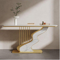 Konsolentisch aus Metall, Stabiler Schreibtisch-Eingangstisch aus Steinplatten für Wohnzimmer, Flur, Schlafzimmer, Foyer