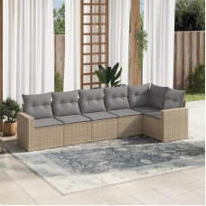 Balkon möbel terassenmöbel außen Garten Lounge gartenlounge outdoor13-tlg. Garten-Sofagarnitur mit Kissen Beige Poly RattanGeeignet für Schlafzimmer