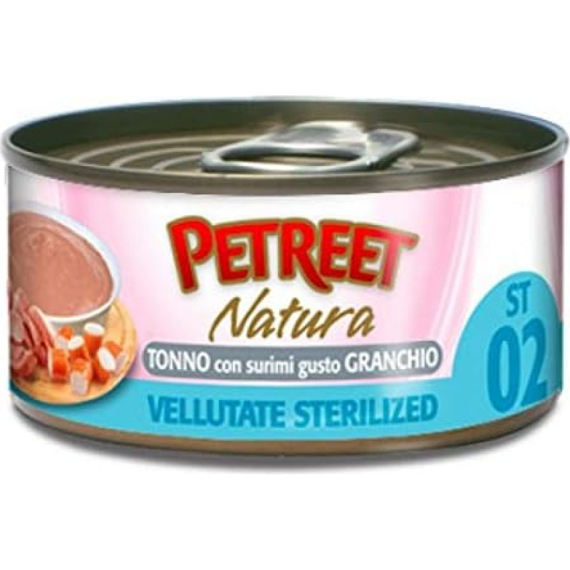 PETREET Natura ST 02 Le Velvet sterilizuotas tunas su SuriMI Gusto krabais 70 g