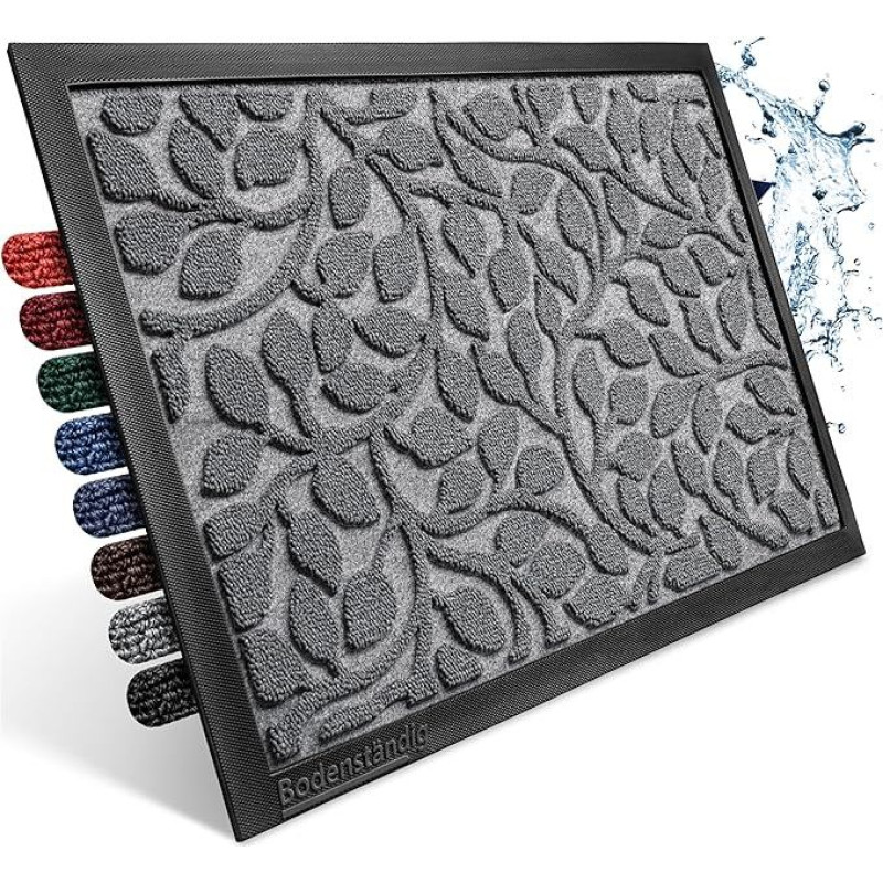 Lauko ir vidaus durų kilimėlis [tvirtas] - švarus batų valymas dėl briaunoto viršaus - puikus dydis 60 x 90 cm pilka - durų kilimėlis Lauko durų kilimėlis Priekinių durų gremžtukas Vidaus patalpoms