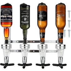 Butelių laikiklis Baras, 30 ml dozatorius Baras Butleris Butelių laikiklis Siena, 4 buteliai Baras Butleris Baras Butelių laikiklis ir dozatorius namų barui, šnapsas, Baras Butleris, šūvių rinkinys