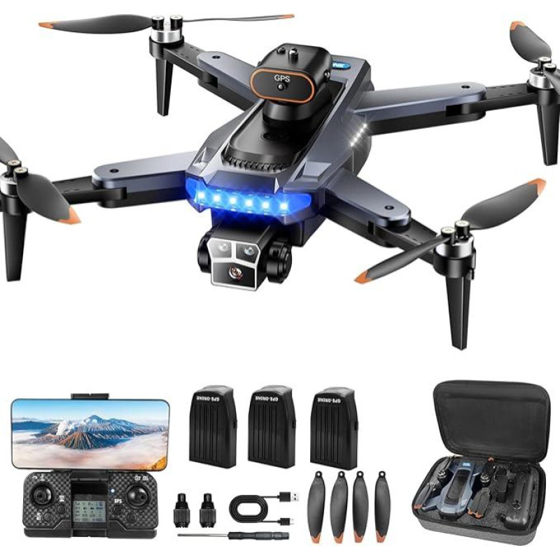 P17 GPS dronas su 4K kamera suaugusiesiems, 54 ~ 60 minučių skrydžio laikas, automatinis grįžimas, sekimo režimas, bešepetėlinis variklis, sulankstomas RC kvadrokopteris pradedantiesiems (standartinis)