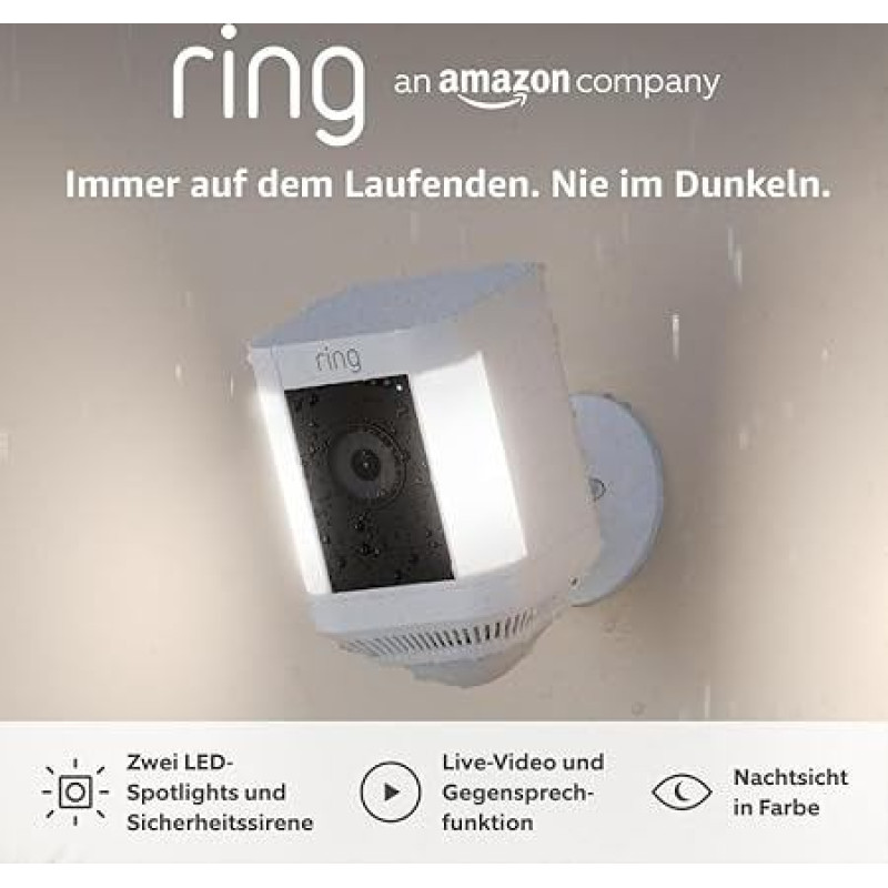 Ring Spotlight Camera Plus Battery (Spotlight Cam Plus Battery) | Lauko stebėjimo kamera su 