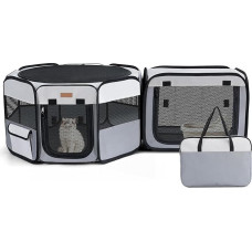 Sulankstomas šuniukų bėgimo takas - 155 x 48 cm Nešiojamas 2-in-1 šuniukų bėgimo takas ir kačių žaidimų aikštelė, skirta naudoti viduje ir lauke, žaidimų aikštelė šunims su krepšiu katėms, šuniukams ir mažiems gyvūnams, galima naudoti atskirai