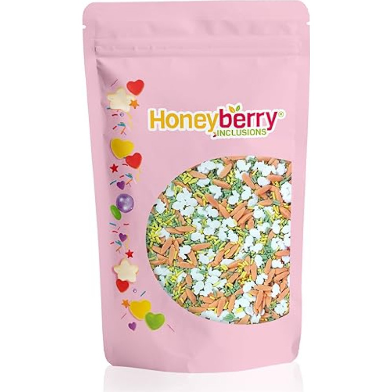 HONEYBERRY Velykinių pabarstukų mišinys 200 g - natūralus valgomas velykinis pabarstukas torto papuošimui - velykinis apibarstymas, velykinis cukraus pabarstukas, puikiai tinkantis kepimui, pyragams, sausainiams ir desertams - Pagaminta
