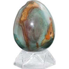 Nupuyai Ozeanjaspis Kristall-Ei mit Acrylständer, poliertes Stein-Ei Feng Shui Kristallstein-Ei, Meditation, Osterkristall-Ei, 301-400 g