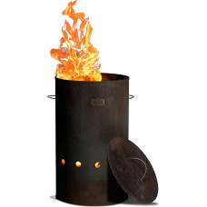 Pramoninė ugnies statinė - korteninis plienas ir nerūdijantis plienas - L / XL - idealiai tinka naudoti sode, balkone ir terasoje - tvirta ugnies statinė yra tvirtesnė ir didesnė nei dauguma židinių