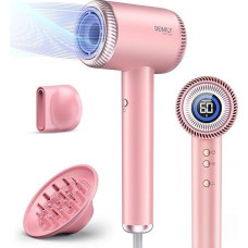 Ion Hair Dryer with Magnetic Diffuser, DEWILY Hair Dryer with 110,000 RPM Brushless Motor, Dries Fast Travel Hair Dryer, 300 Million Negative Ion Hair Dryer (Pink with 2 Nozzles)