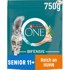 Purina One Bifensis Senior 11+ sausas maistas katėms, gausus vištienos, 6 vnt. (6 x 750 g)