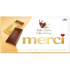 merci Chocolate Coffee Cream - 1 x 100 g - Finest Plates of Fine Coffee Cream Chocolate on White Chocolate