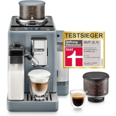 De'Longhi Rivelia EXAM440.55.G Fully Automatic Coffee Machine, LatteCrema Milk System, Interchangeable Bean Container, 16 Coffee/Milk Drinks, Extra Shot Function, 3.5 Inch Touch Display, Grey