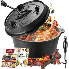 Overmont Dutch Oven ugnies puodas ketaus puodas sodo ugniavietei, kempingams., m