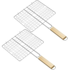 Grillkorb aus Edelstahl, 2-teiliges Set mit langem Griff zum bequemen Grillen von Fisch und Fleisch
