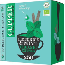 Cupper Organic Tea Storage Pack Loveley Liquorice & Mint, Peppermint Tea, 50 Unbleached Tea Bags, Big Pack, Perfect for the Office, Fair Trade, Plastic-free Tea Bags