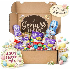 Genussleben Velykų dėžutė 400 g - šventinis šokolado figūrėlių ir velykinių saldainių mišinys - atsitiktinis pasirinkimas - puiki velykinė dovana šeimai, vaikams ir draugams