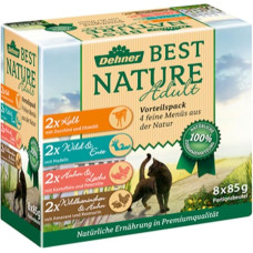 Dehner Best Nature Cat Food Multipack Wet Food Adult Cat Food 2 x Veal Wild Chicken Rabbit 8 x 85g Bags (680g)