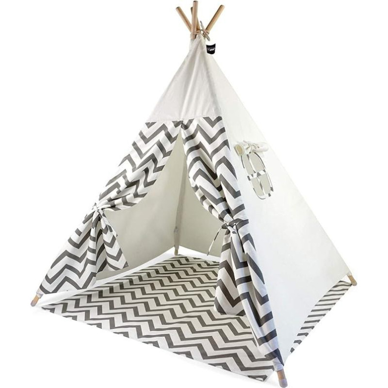 Moritz & Moritz Teepee - pilki smaigaliai - vaikiška palapinė žaidimų palapinė - su grindų danga ir langu - namams ir sodui