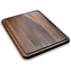 Rankų darbo pjaustymo lenta iš natūralaus amerikietiško riešutmedžio, alyvuota, skirta maistui ruošti - mėsai, daržovėms, duonai, sūriui... (didelė, 40 x 30 x 1,9 cm, ruda)
