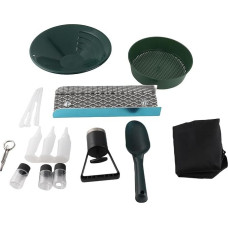 Compact 12 Inch Portable Lock Box, Prospekting Pan and Strainer Kit for Gold Restoration in Various Environments