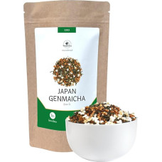 Japonijos žalioji arbata Genmaicha su skrudintais ryžiais, 50 % Sencha iš Kagošimos, žalioji arbata 