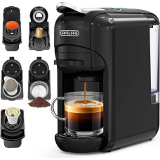 CAFELFFE 5-in-1 Capsule Coffee Machine MK606, Hot/Cold Brew, 19 Bar, for Nec* Original, DG*, Kcup Capsule, ESE Pads and Coffee Powder, Erp2 Energy Saving Model, 0.6 L Water Tank, Black, Gifts Making