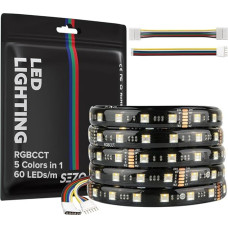 SEZO 5050 RGBCCT LED juostos žibintai 5 in 1 RGB + šilta balta 3000K-6000K 24V 5M 60LEDs/M IP65 Vandeniui atsparus RGBW RGBWW Super ryški LED juosta namų ir miegamojo apšvietimui
