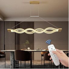 Modernus LED pakabinamas šviestuvas, auksinis kūrybinis valgomojo stalo pakabinamas šviestuvas, kabantis reguliuojamo aukščio valgomojo stalo šviestuvas, reguliuojamas nuotolinio valdymo pulteliu, dekoratyvinis lubų pakabinamas šviestuvas, skirtas virtuve