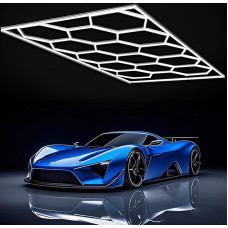 14 vnt. šešiakampio formos šviesos diodų apšvietimas su šviesa, 672W 6500K Superhell verknüpfbare LED-Deckenleuchten für Garage, Werkstatt, Fitnessstudio, Keller, Auto-Schönheitssalon, Autopflegesegeschäft