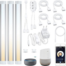 LAMPAOUS LED Under-Unit Light Smart Dimmable 4 W x 3 12 W 2700 K iki 6500 K Naktinė šviesa Virtuvės žibintai Kabineto apšvietimas Šviesos juosta suderinama su Echo Alexa Siri Echo Google Home ir IFTTT (nereikia koncentratoriaus)