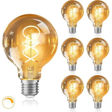 Glühbirne E27 LED Warmweiss Dimmbar 2200K Edison Vintage LED Leuchtmittel 4W Energiesparlampe Filament Lampe Retro E27 Birne Deko für Haus Café Bar, 6 Stück (G80)