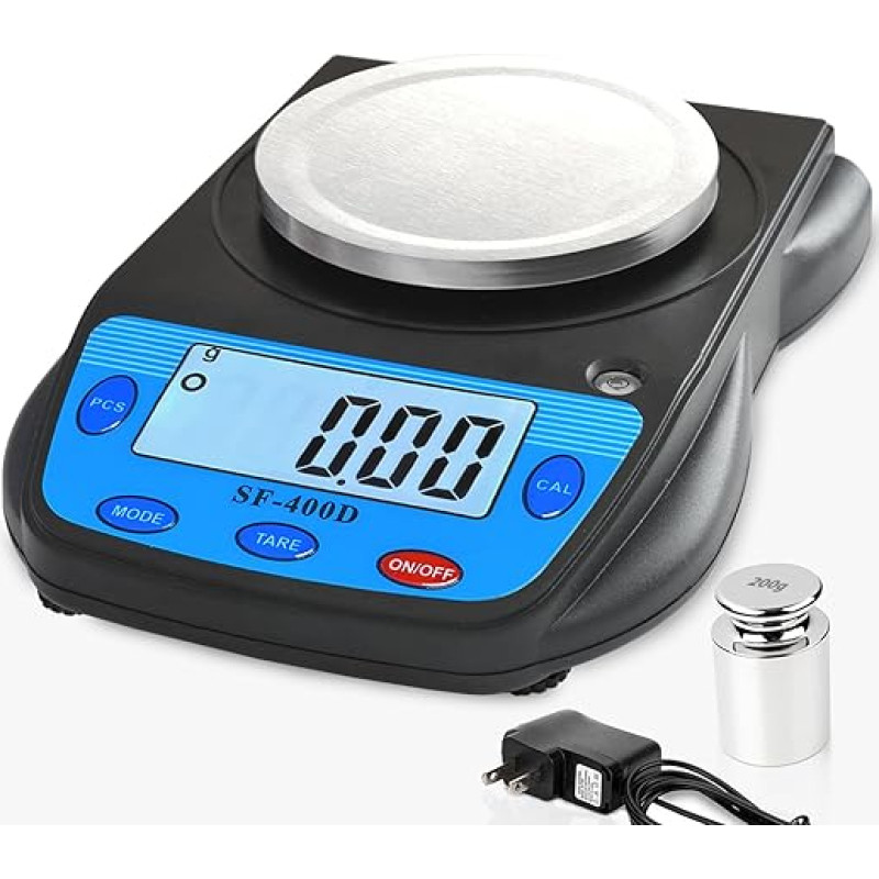 600 g x 0,01 g Wissenschaftswaage Laborwaage Grammwaage Genauigkeit Elektronische Waage Labor Digitale Waage Chemie Schmuck, Karat, Unzen, Gramm Waage, Kalibriergewicht und Adapter im Lieferumfang
