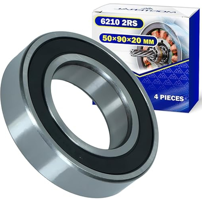 Variklio rutuliniai guoliai 6210 2RS, kurių dydis 50 x 90 x 20 mm - 4 vnt. MONTERAL