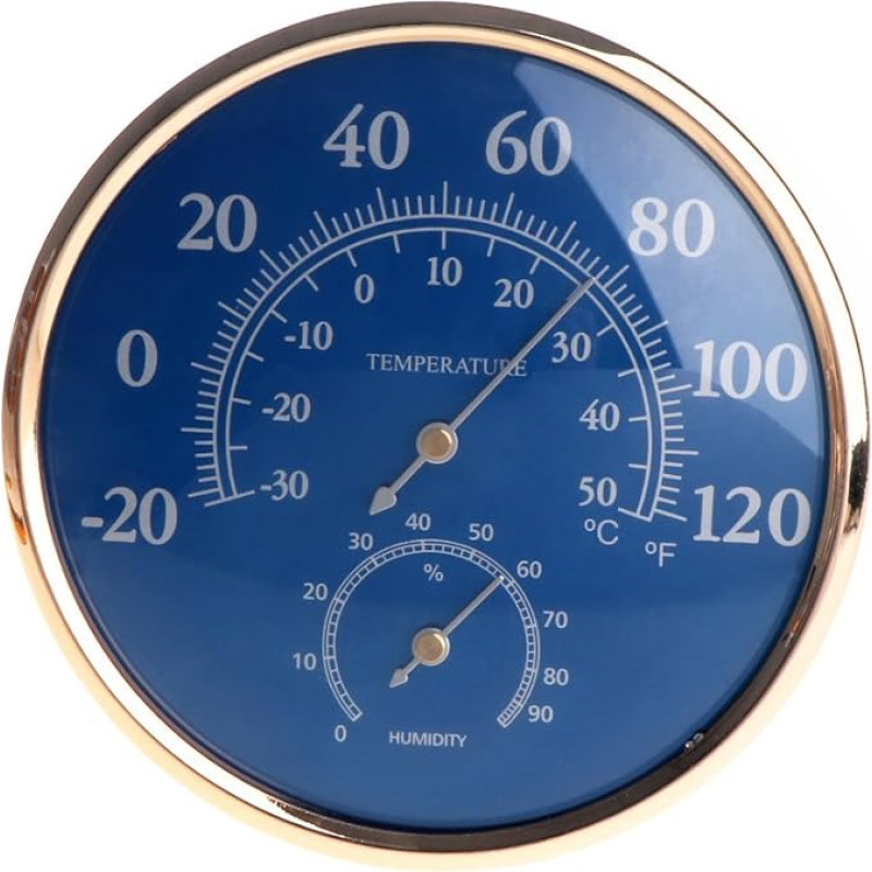 Innenthermometer, Hygrometer, Luftfeuchtigkeitsmonitor, Temperatur und Luftfeuchtigkeitsmesser mit ℃ / ℉ für Humidore, Keller, Schrank, rundes Thermometer Vintage Stil