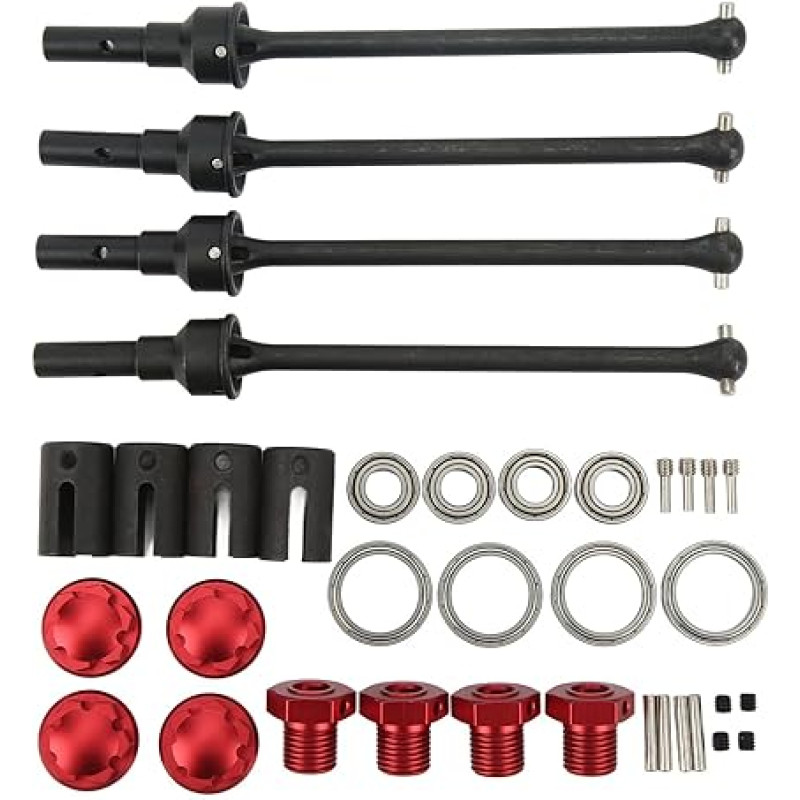 Verlängerte CVD-Antriebswelle aus Stahl mit verzahntem Radsechskant für Maxx 1/10 RC Car Upgade Ersatzteil (Rot)