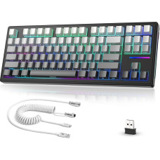 MAMBASNAKE × Attack Shark TKL Hot-Swap Wireless Mechanical Gaming Keyboard with Custom Wrapped USB-C Cable, Triple Mode 2.4GHz/BT5.0/Wired, 5000mAh, Black